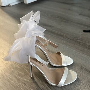 Lulu's White Heels with Ruffle Accent